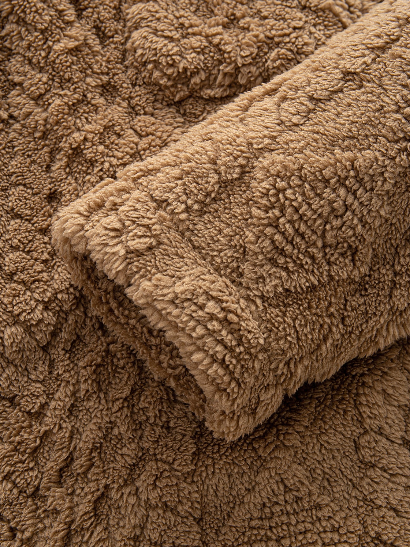 Geometric Jacquard Teddy Fleece Button Up Shirt