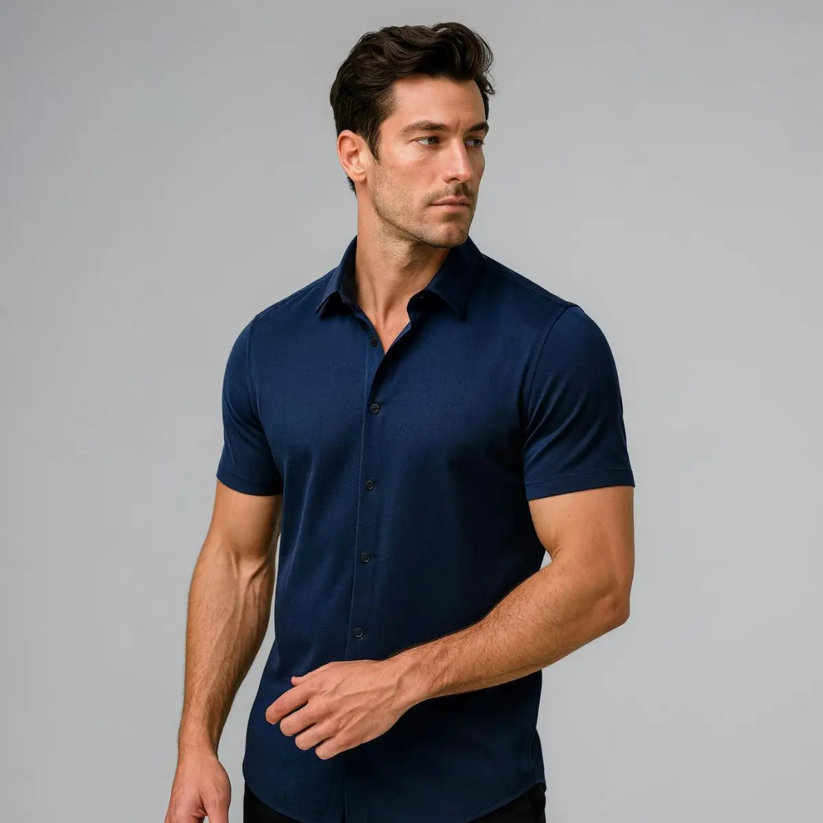 Chemise Ajustée à Manches Courtes