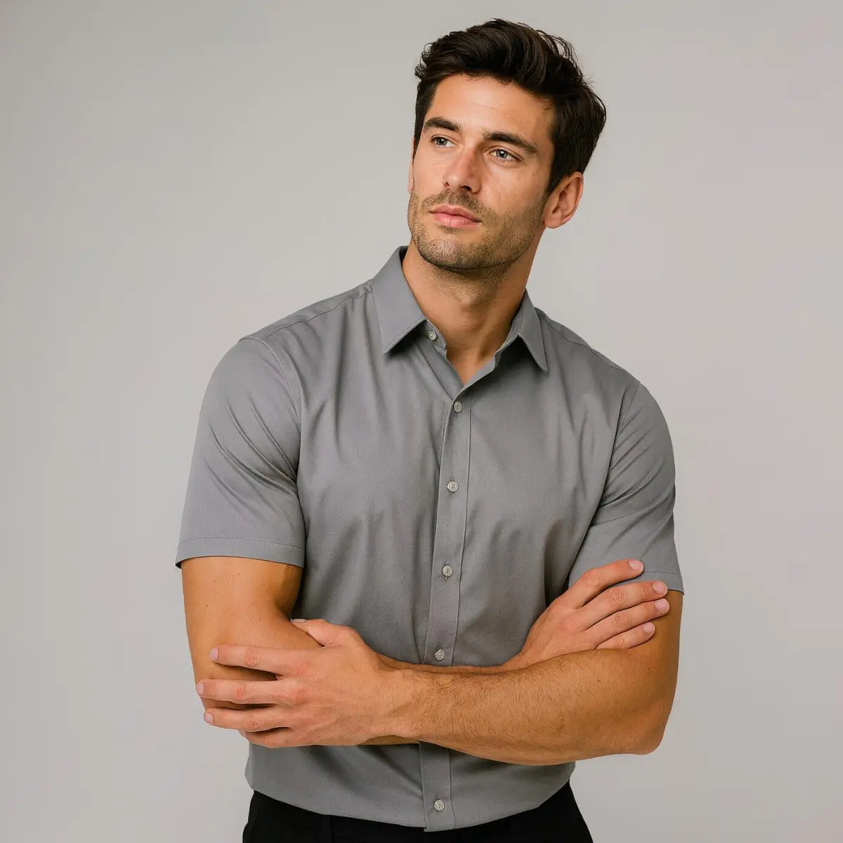 Chemise Ajustée à Manches Courtes