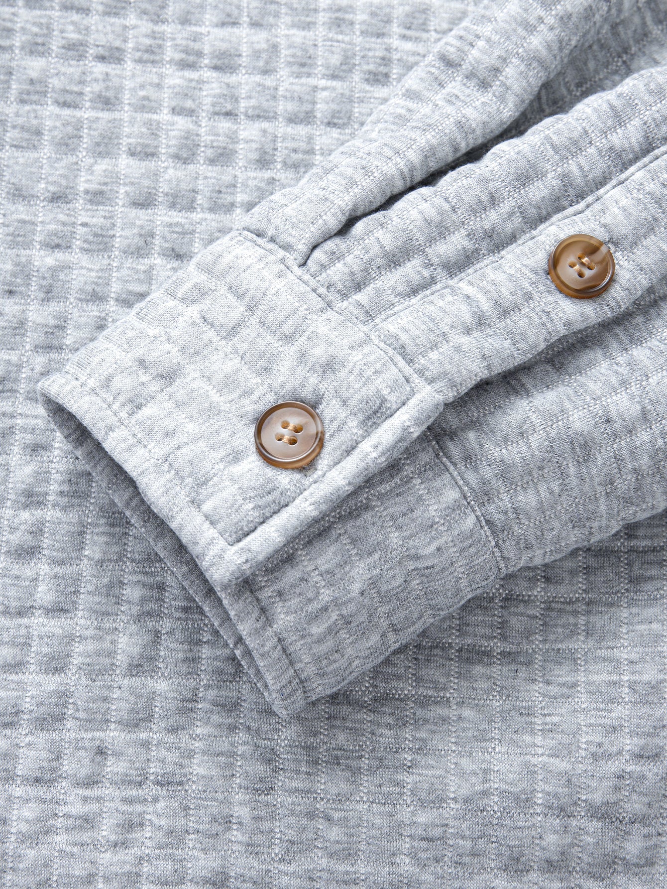 Contrast Waffle Hooded Shirt