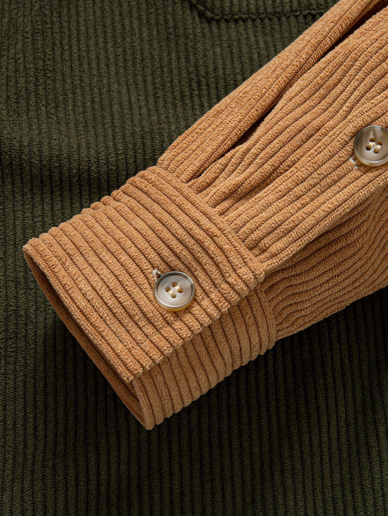 Relax Fit Corduroy Patchwork Hooded Shirt With Pockets